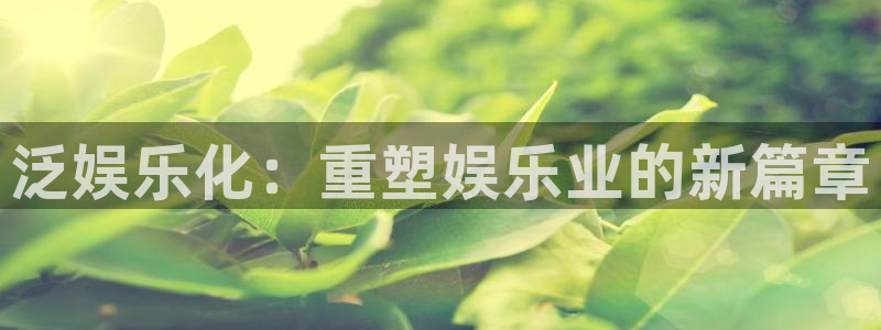 赢乐彩票体育注册平台：泛娱乐化：重塑娱乐业的新篇章
